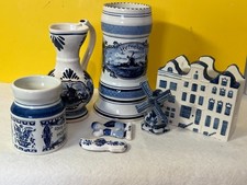 Vtg Delft Lot Of 7 Blue And White Hand Painted In Holland picture