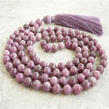 Energy Lepidolite 108 Beads Handmade Tassel Necklace Wristband Religious Mala picture