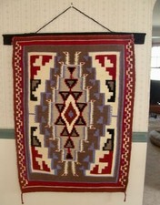 Vintage Klagetoh Navajo Rug Handwoven Wool Native American Weaving 33.5