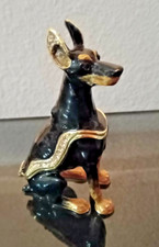 Doberman Dog Bejeweled Hinged Trinket Box picture