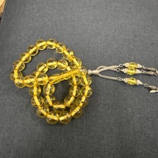 Rare amber-style misbaha Islamic prayer beads with insect inclusions collectible picture