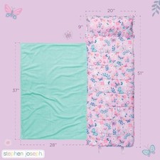 STEPHEN JOSEPH TODDLER ALL OVER PRINT NAP MAT WITH SOFT BLANKET AND -  BEE picture
