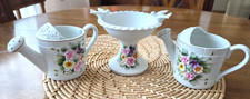Vintage 3 pc. Set of Lefton Bisque Porcelain Decor with Florals picture