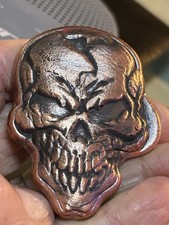 Cast Copper Skull Pocket Piece118.62g heavy Metal Art Bouillon Style picture