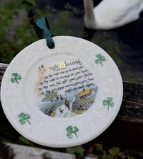 NEW Belleek Ireland Holiday Round Ornament An Irish Blessing Shamrocks Christmas picture