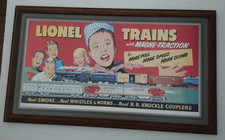 Lionel 1982 Framed 1950s Reproduction Dealer Poster - 38” X 20.5”, AS IS picture
