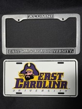 1990’s East Carolina University ECU Booster License Plate & Pewter Alumni Frame picture