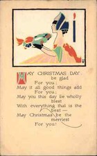 PF Volland Arts & Crafts 820 Christmas Girl Holding Wreath c1915 Postcard picture