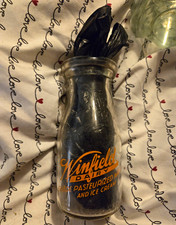 Vtg Winfield KS Dairy Grade A Milk & Velvet Ice Cream Glass Bottle Clear/Orange picture