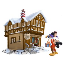 Bradford Exchange Disney Christmas Carol Village Scrooges Counting House &Mickey picture