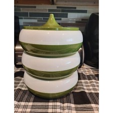 Vintage Canisters Triple Stacked Avocado Green Plastics Consolidated picture