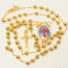 The Divine Child Jesus Gold Plated Rosary El Divino Niño Rosario Oro Laminado picture