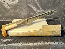 Indo Persian Mughal Style Dagger/Sword Sheath Damascus Forged Steel Bone Handle picture