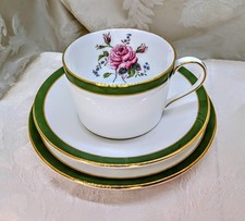 Vintage Coalport Tea Trio Teacup Saucer Dessert Plate Hand Painted Pink Rose Can picture