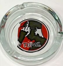 2007 Rapper TUPAC round clear glass Ashtray GOOD picture