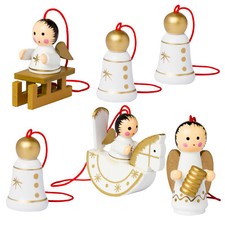 BRUBAKER 6 Handpainted Wooden Christmas Tree Ornaments Decoration - picture