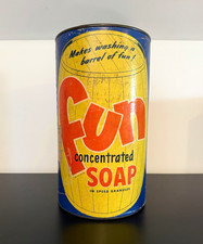 Fun Vintage Concentrated Soap Speed Granules Advertising Tin Can, Blue picture