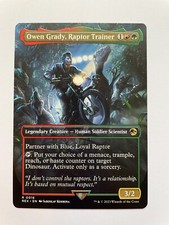1x BORDERLESS OWEN GRADY, RAPTOR TRAINER Jurassic Park - MTG Magic the Gathering picture