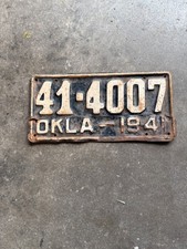 Vintage 1941 Oklahoma License Plate (41-4007) picture
