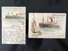 2 Antique 1899 1901 Hamburg America Line SS Pennsylvania Postcards Posted picture