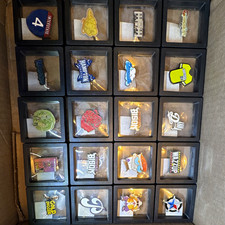 Lot of 20 Assorted Enamel Lapel Pins, Mixed Designs, Display Boxes picture