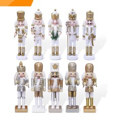 10 PCS Christmas Nutcracker Ornaments Set - Glitter Gold & Silver Soldier Figure picture