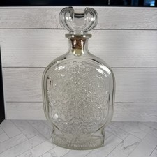 Vintage 1953 Schenley Whiskey Glass Decanter Ornate Embossed Art Nouveau Stopper picture