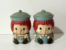 Rare Vintage RAGGEDY ANN/ANDY Ceramic Decor Figures Non opening picture