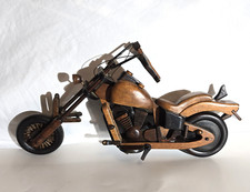 VINTAGE Handmade Polished Mixed Wood Harley-Davidson Type Motorcycle Replica picture