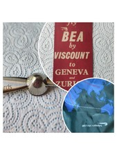 Aviation Job Lot: Emirates Propeller Spinner, BEA Viscount Tag, BA Skyflyers Bag picture