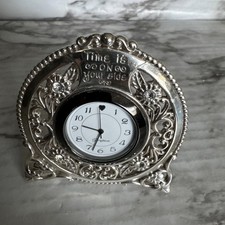 BRIGHTON TIME IS ON YOUR SIDE CLOCK SILVER TONE ORNATE FILIGREE W/ RHINESTONE picture