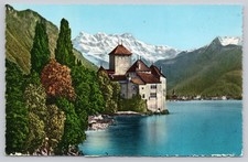 Château de Chillon Montreux Switzerland Lake Geneva Alps 1960 Postcard picture