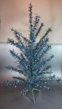 Vintage Astralite Aluminum ( Vinyl ) Christmas Tree 3 ft Blue / Green w. Box picture