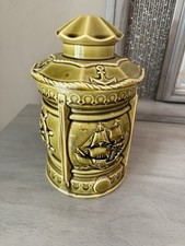 Vintage Nautical Style Cookie Jar Marked Japan Green Finish NICE 10