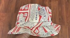 Vintage 70s 80s Classic Budweiser Label Logo Bucket/Fishing Bucket Hat Cap S/M picture