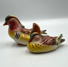 Vintage Thames Japan Hand Painted Ceramic Mandarin Ducks Figurine Pair picture
