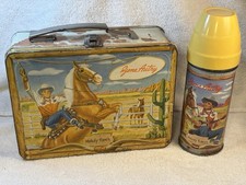 Vintage 1954 Gene Autry Melody Ranch Metal Lunchbox W/Thermos Rare Yellow Lid picture