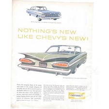 Vtg Chevrolet Impala Sports Coupe Print Ad 1959 1950 Bel Air Chevy Cars Green picture