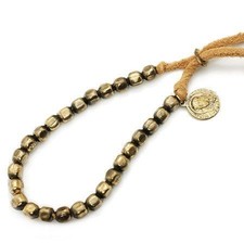 Amp Japan Bead Bracelet Men's Brown Deer Skin Brass Adjustable 16cm picture