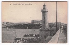 Vintage Marseille Le Phare Sainte-Marie Lighthouse Black & White Postcard picture