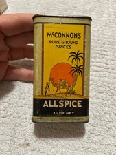 VTG McConnon's Allspice Paper Body Spice Tin 3 1/4 Ounces As Seen picture