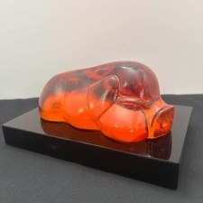 Liuli Crystal Glass Pig Figurine – Chinese Zodiac Fengshui gift ornament w/base picture