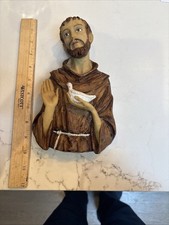 Vintage ST FRANCIS OF ASSISI Italian Hand Painted Sculpture Wall Hanging EUC picture