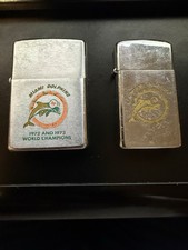 Vintage 1972 & 1973 Miami Dolphins Slim & Regular NFL Football  Zippo Lighter picture