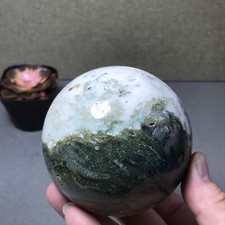 87mm Natural Polish/Rough Moss Agate Crystal ball sphere Specimen 866g A6791 picture