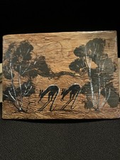Vintage Australian Aboriginal Bark Painting by Nurra, Kangaroo Art Panel 8x6 picture