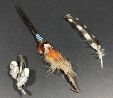 Vintage German Tyrolean Hat Feather Decorations Trachten Hutschmuck Set of 3 picture
