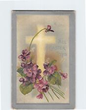 Postcard All Easter Joys Cross & Flower Art Print Embossed Card picture