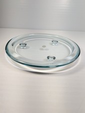 PartyLite Clear Glass Candle Plate 3 Footed Round Pillar Holder Tray Clarity picture