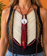 Vintage Native American Style Heavy Bone Breastplate Handmade Plains Choker  picture